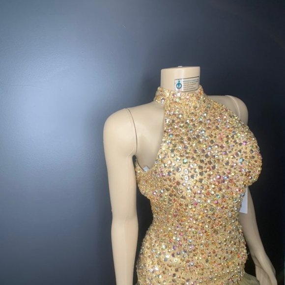 Sherri Hill 11323 Dress Gold Rare Sold Out! - Picture 3 of 5